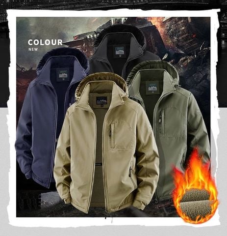 OUTDOOR | ÁO KHOÁC GIÓ MŨ TRÙM ĐẦU CÓ THỂ THÁO RỜI, LÓT LÔNG CỪU ẤM ÁP DẦY DẶN