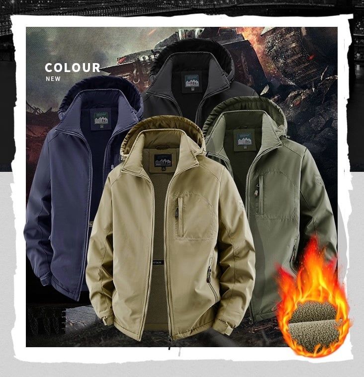 OUTDOOR | ÁO KHOÁC GIÓ MŨ TRÙM ĐẦU CÓ THỂ THÁO RỜI, LÓT LÔNG CỪU ẤM ÁP DẦY DẶN