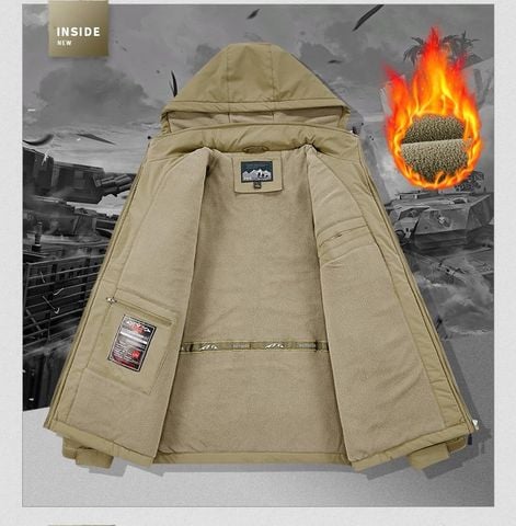 OUTDOOR | ÁO KHOÁC GIÓ MŨ TRÙM ĐẦU CÓ THỂ THÁO RỜI, LÓT LÔNG CỪU ẤM ÁP DẦY DẶN