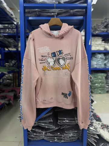 FK®️| ÁO KHOÁC DÁNG RỘNG HOODIE COTTON WASH IN HÌNH LÀM RÁCH UNISEX PH6003