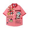 WES®️| ÁO SƠ MI NGẮN TAY THÊU HỌA TIẾT HOẠT HÌNH UNISEX HY901