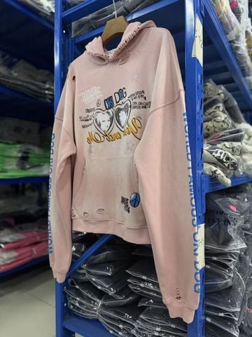 FK®️| ÁO KHOÁC DÁNG RỘNG HOODIE COTTON WASH IN HÌNH LÀM RÁCH UNISEX PH6003