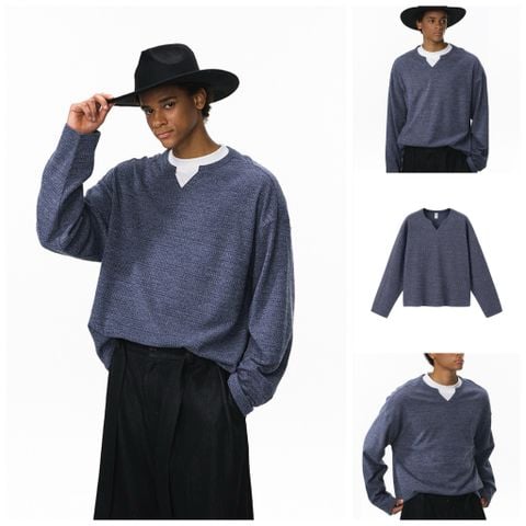 INF®️| ÁO THUN DÀI TAY DÁNG RỘNG CỔ V OLD MONEY UNISEX INF 3380