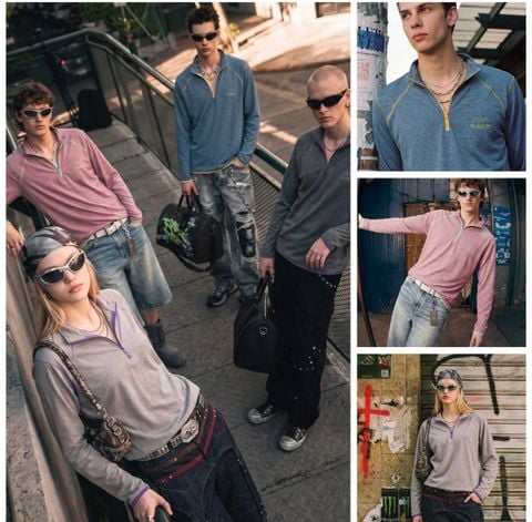 INF®️| ÁO THUN DÀI TAY COTTON THỂ THAO CỔ KHOÁ KÉO UNISEX INF 3541