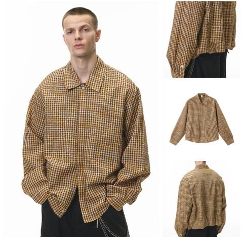 INF®️| ÁO SƠ MI DÀI TAY KẺ CARO RETRO DÁNG RỘNG UNISEX INF 7132