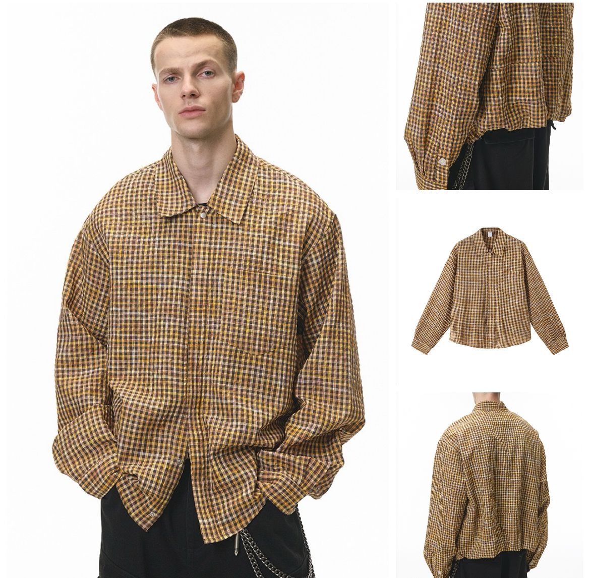 INF®️| ÁO SƠ MI DÀI TAY KẺ CARO RETRO DÁNG RỘNG UNISEX INF 7132