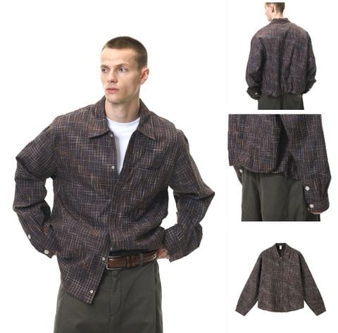 INF®️| ÁO SƠ MI DÀI TAY KẺ CARO RETRO DÁNG RỘNG UNISEX INF 7132