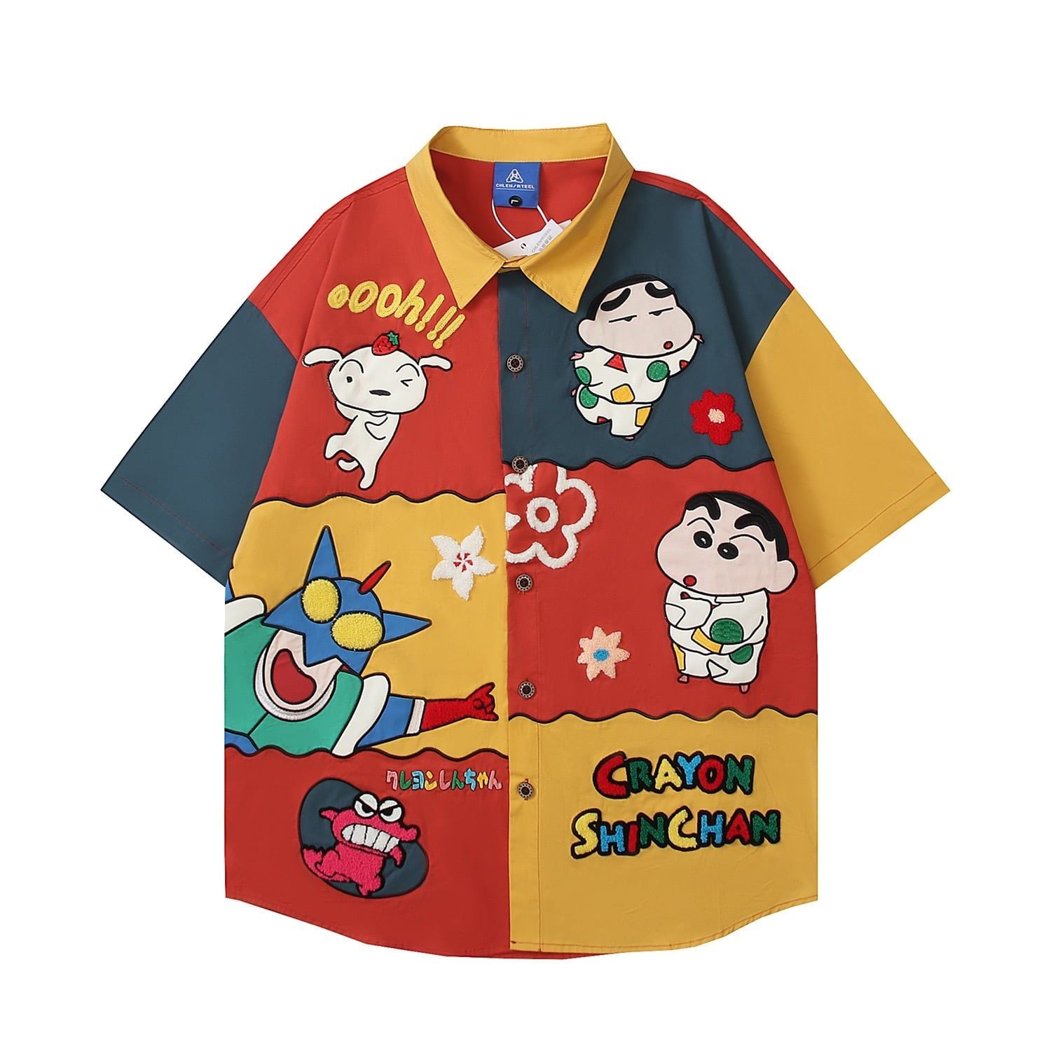 WES®️| ÁO SƠ MI NGẮN TAY THÊU HỌA TIẾT HOẠT HÌNH SHINCHAN UNISEX YH989