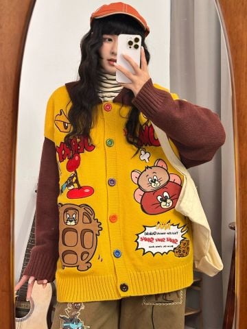 WES®️| ÁO KHOÁC LEN THÊU TOM & JERRY RETRO UNISEX WES2026