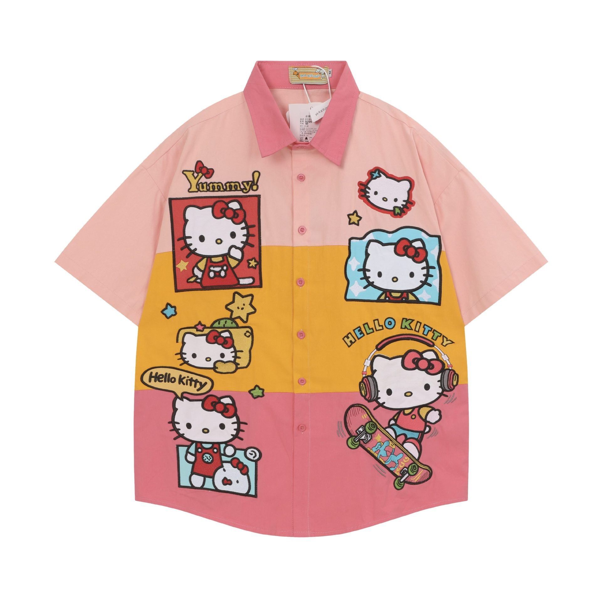 WES®️| ÁO SƠ MI NGẮN TAY THÊU HỌA TIẾT HOẠT HÌNH  UNISEX 5205