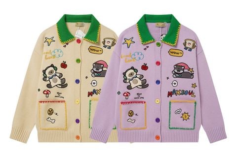 WES®️| ÁO LEN THÊU MÈO  CỔ ĐIỂN DỆT KIM UNISEX 256