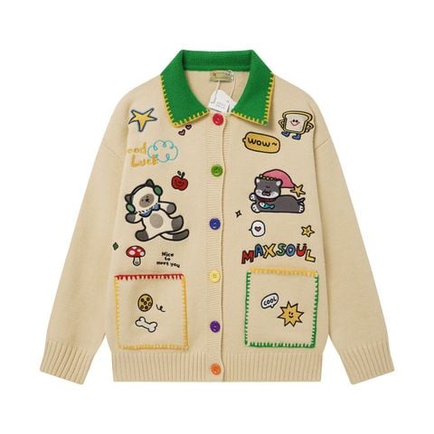 WES®️| ÁO LEN THÊU MÈO  CỔ ĐIỂN DỆT KIM UNISEX 256