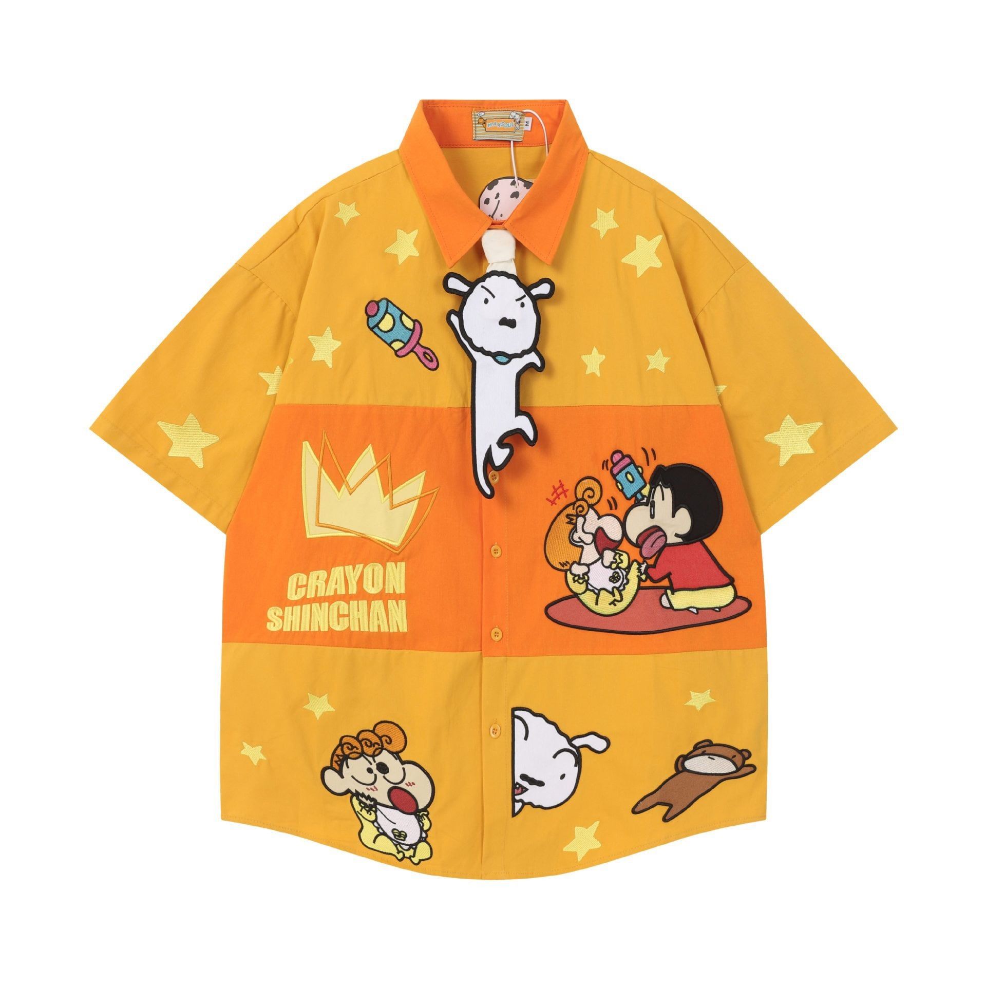 WES®️| ÁO SƠ MI NGẮN TAY THÊU HỌA TIẾT HOẠT HÌNH SHINCHAN UNISEX 5241
