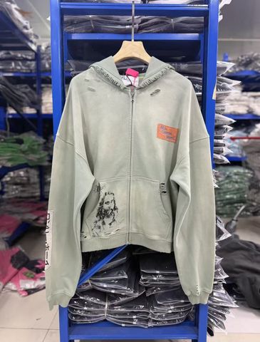 FK®️| ÁO KHOÁC DÁNG RỘNG HOODIE COTTON WASH IN HÌNH LÀM RÁCH UNISEX PH6001