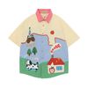 WES®️| ÁO SƠ MI NGẮN TAY THÊU HỌA TIẾT HOẠT HÌNH UNISEX 5216