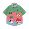 WES®️| ÁO SƠ MI NGẮN TAY THÊU HỌA TIẾT HOẠT HÌNH UNISEX 5216