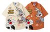 WES®️| ÁO SƠ MI NGẮN TAY THÊU HỌA TIẾT HOẠT HÌNH UNISEX YH991