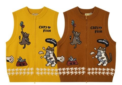 WES®️| ÁO LEN THÊU MÈO BÉO DỆT KIM UNISEX 253
