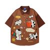 WES®️| ÁO SƠ MI NGẮN TAY THÊU HỌA TIẾT HOẠT HÌNH UNISEX HY892