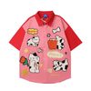 WES®️| ÁO SƠ MI NGẮN TAY THÊU HỌA TIẾT HOẠT HÌNH UNISEX HY892
