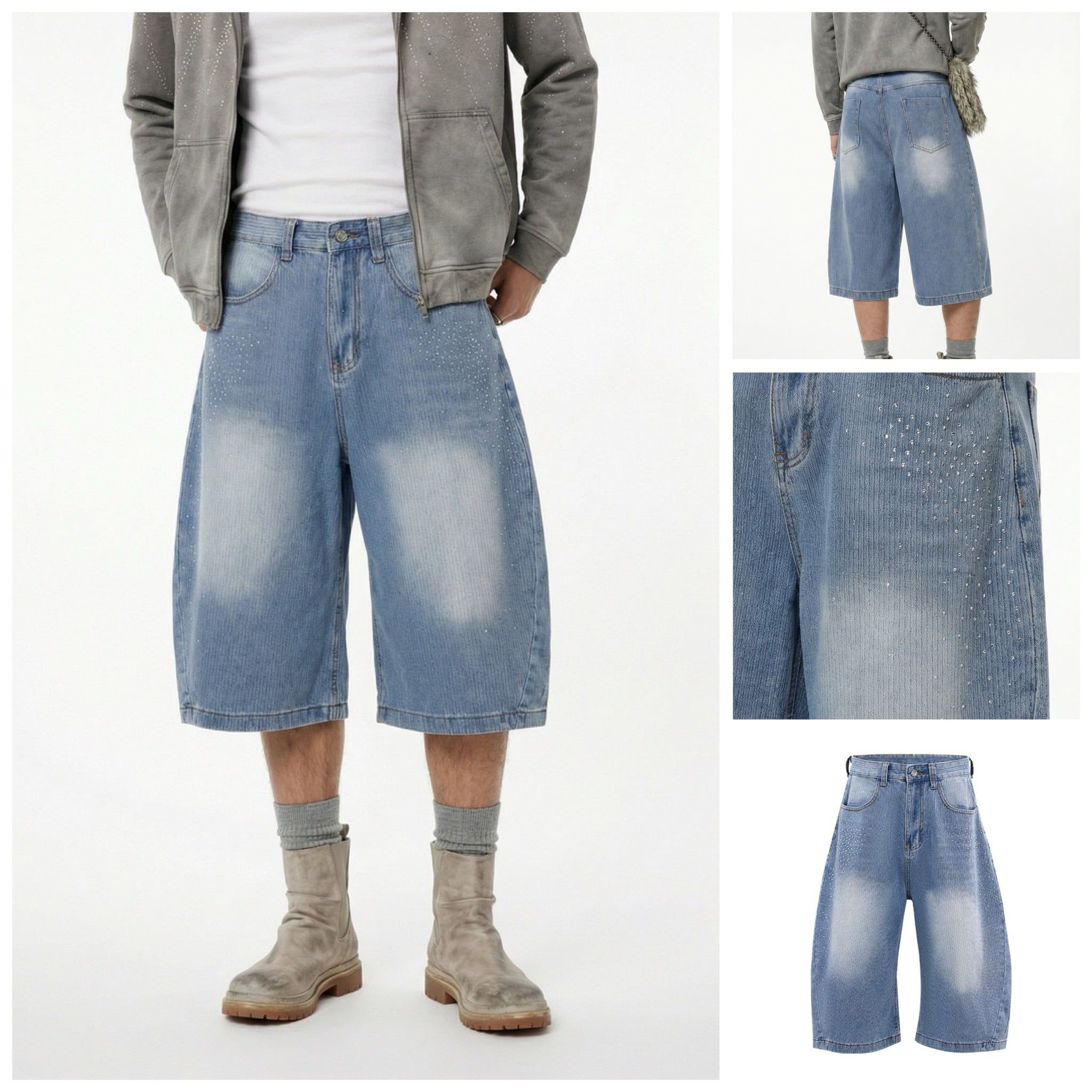 INF ™️| QUẦN SHORT WASH DENIM ĐÍNH ĐÁ RETRO INF 12980