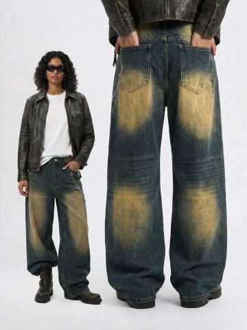 INF®️|QUẦN JEANS ỐNG ĐỨNG ĐÍNH ĐÁ RETRO RÁCH INF 12979