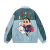 WES®️| ÁO KHOÁC DA OVERSIZED THÊU HÌNH SHINCHAN VINTAGE UNISEX WES5128