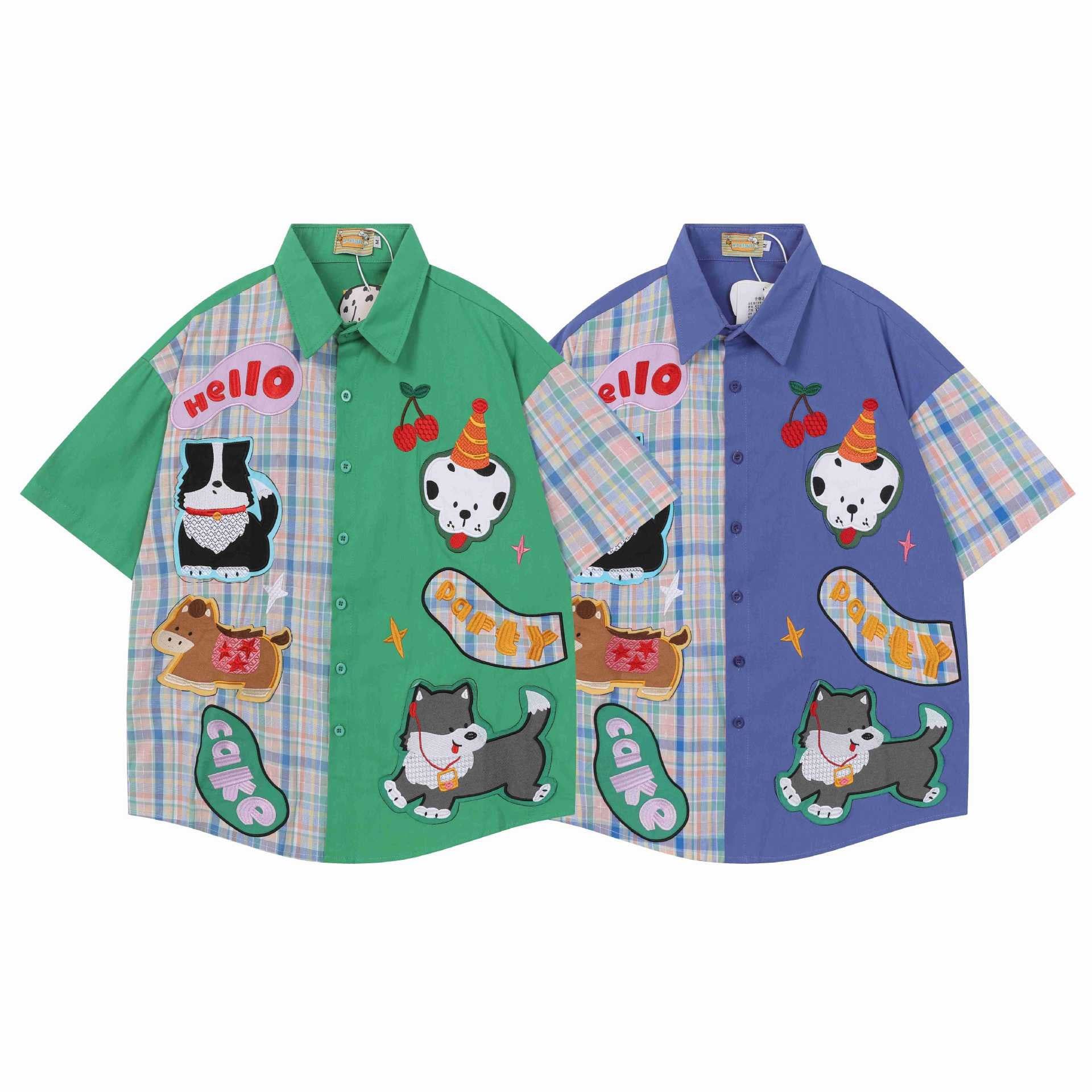 WES®️| ÁO SƠ MI NGẮN TAY THÊU HỌA TIẾT HOẠT WAOOO UNISEX 5230