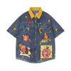 WES®️| ÁO SƠ MI NGẮN TAY THÊU HỌA TIẾT HOẠT HÌNH  UNISEX 5222