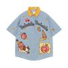 WES®️| ÁO SƠ MI NGẮN TAY THÊU HỌA TIẾT HOẠT HÌNH  UNISEX 5222