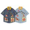 WES®️| ÁO SƠ MI NGẮN TAY THÊU HỌA TIẾT HOẠT HÌNH  UNISEX 5222