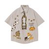 WES®️| ÁO SƠ MI NGẮN TAY THÊU HỌA TIẾT HOẠT HÌNH UNISEX 5255