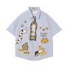 WES®️| ÁO SƠ MI NGẮN TAY THÊU HỌA TIẾT HOẠT HÌNH UNISEX 5255