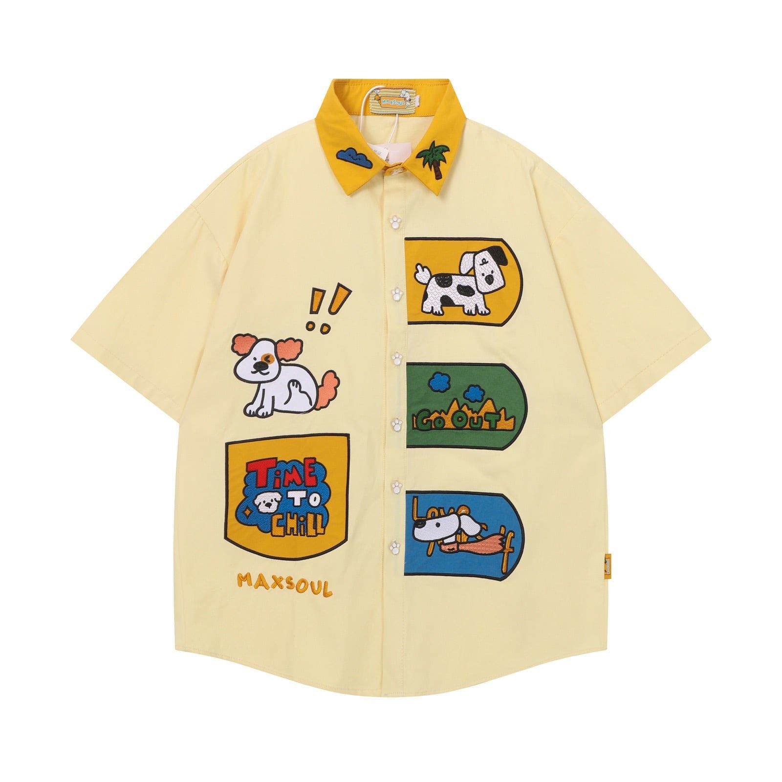 WES®️| ÁO SƠ MI NGẮN TAY THÊU HỌA TIẾT HOẠT UNISEX 5201