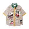 WES®️| ÁO SƠ MI NGẮN TAY THÊU HỌA TIẾT HOẠT HÌNH SHINCHAN UNISEX HY918