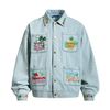 WES®️| ÁO KHOÁC DENIM CỔ BẺ THÊU HỌA TIẾT SUMMER RETRO UNISEX WES2026