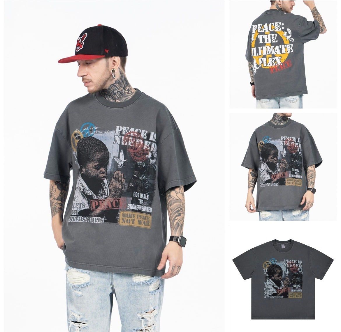 FG®️| ÁO THUN CỔ TRÒN NGẮN TAY IN HÌNH CÁCH ĐIỆU PEACE OVERSIZE FG F559