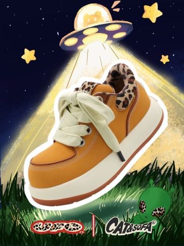 CATSOFA®️| GIÀY CATSOFA UFO  KANGAROO HỌA TIẾT DA BÁO VÀNGCỔ THẤP CHO CẶP ĐÔI CS25008