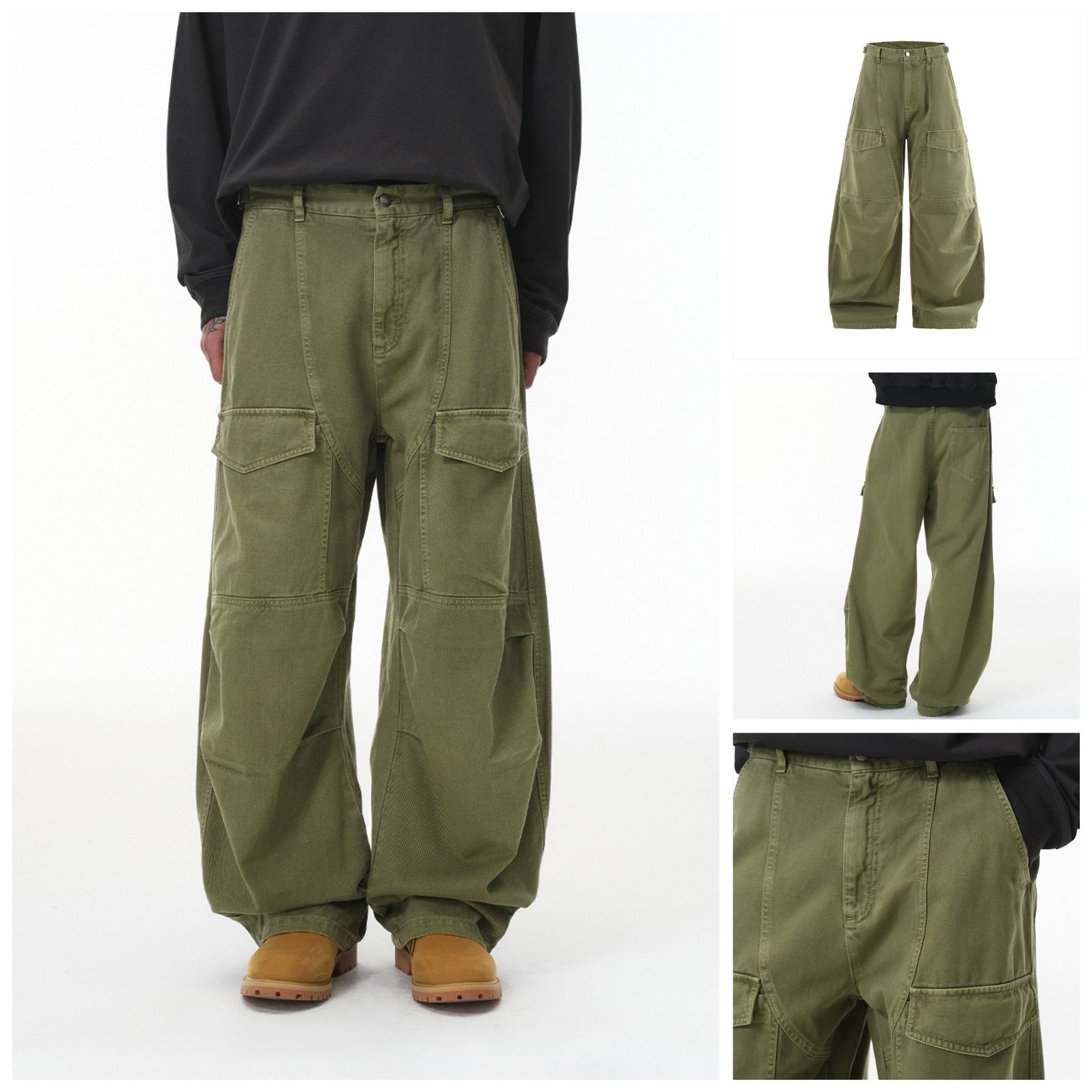 INF®️|QUẦN VẢI THÔ KAKI ỐNG RỘNG TÚI HỘP RETRO UNISEX INF 13534