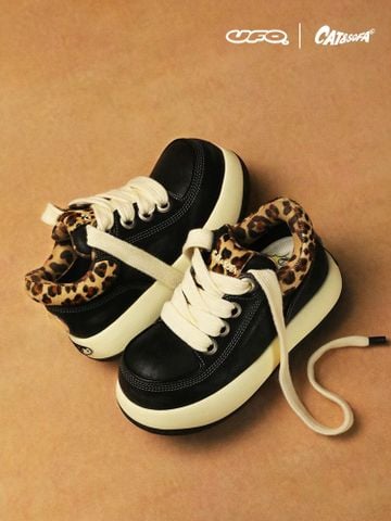 CATSOFA®️| GIÀY CATSOFA UFO  KANGAROO HỌA TIẾT DA BÁO ĐEN CỔ THẤP CHO CẶP ĐÔI CS25008