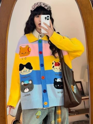 WES®️| ÁO KHOÁC LEN THÊU MÈO RETRO UNISEX WES2026