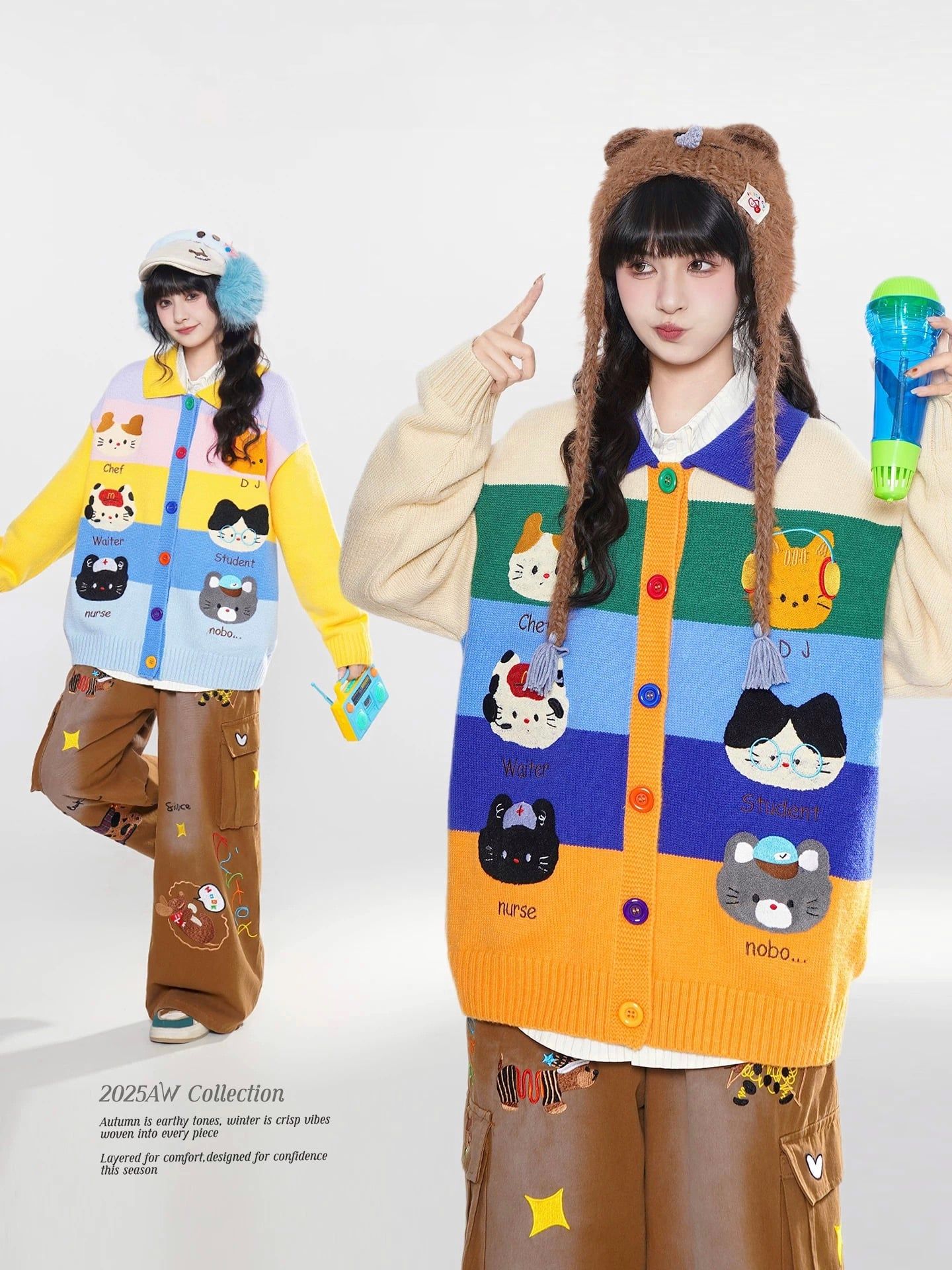 WES®️| ÁO KHOÁC LEN THÊU MÈO RETRO UNISEX WES2026