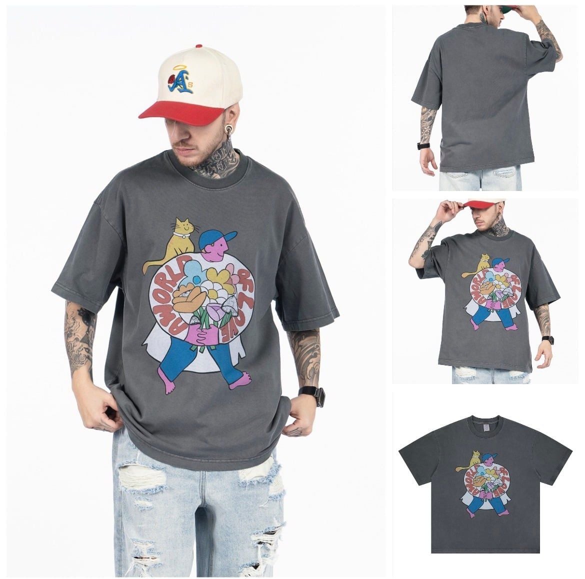FG®️| ÁO THUN CỔ TRÒN NGẮN TAY IN HÌNH CÁCH ĐIỆU OVERSIZE FG F574