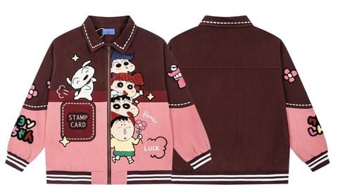 WES®️| ÁO KHOÁC THÊU HỌA TIẾT HOẠT HÌNH SHINCHAN UNISEX YH1106
