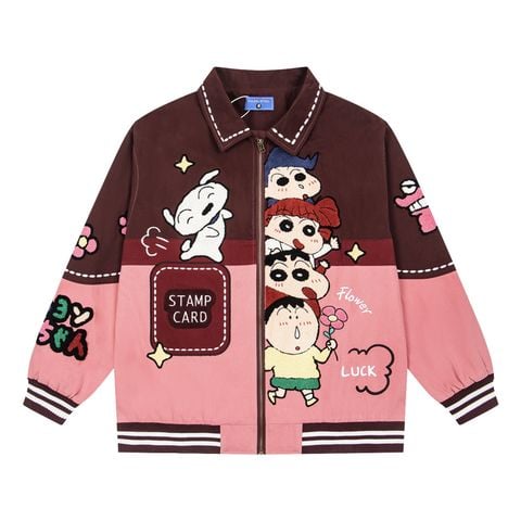 WES®️| ÁO KHOÁC THÊU HỌA TIẾT HOẠT HÌNH SHINCHAN UNISEX YH1106