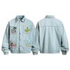 WES®️| ÁO KHOÁC DENIM CỔ BẺ THÊU HỌA TIẾT SUMMER RETRO UNISEX WES2026