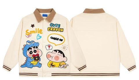 WES®️| ÁO KHOÁC THÊU HỌA TIẾT HOẠT HÌNH SHINCHAN UNISEX YH1112