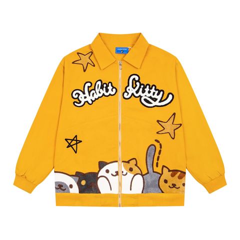 WES®️| ÁO KHOÁC  THÊU HỌA TIẾT HOẠT HÌNH HABIT KITTY UNISEX HY1025