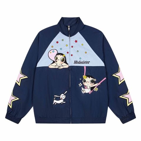 WES®️| ÁO KHOÁC VẢI THÔ THÊU HỌA TIẾT HOẠT HÌNH 3MODE SISTER UNISEX W802