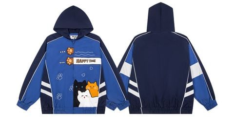 WES®️| ÁO KHOÁC VẢI THÔ THÊU HỌA TIẾT HOẠT HÌNH HAPPY TIME UNISEX W807